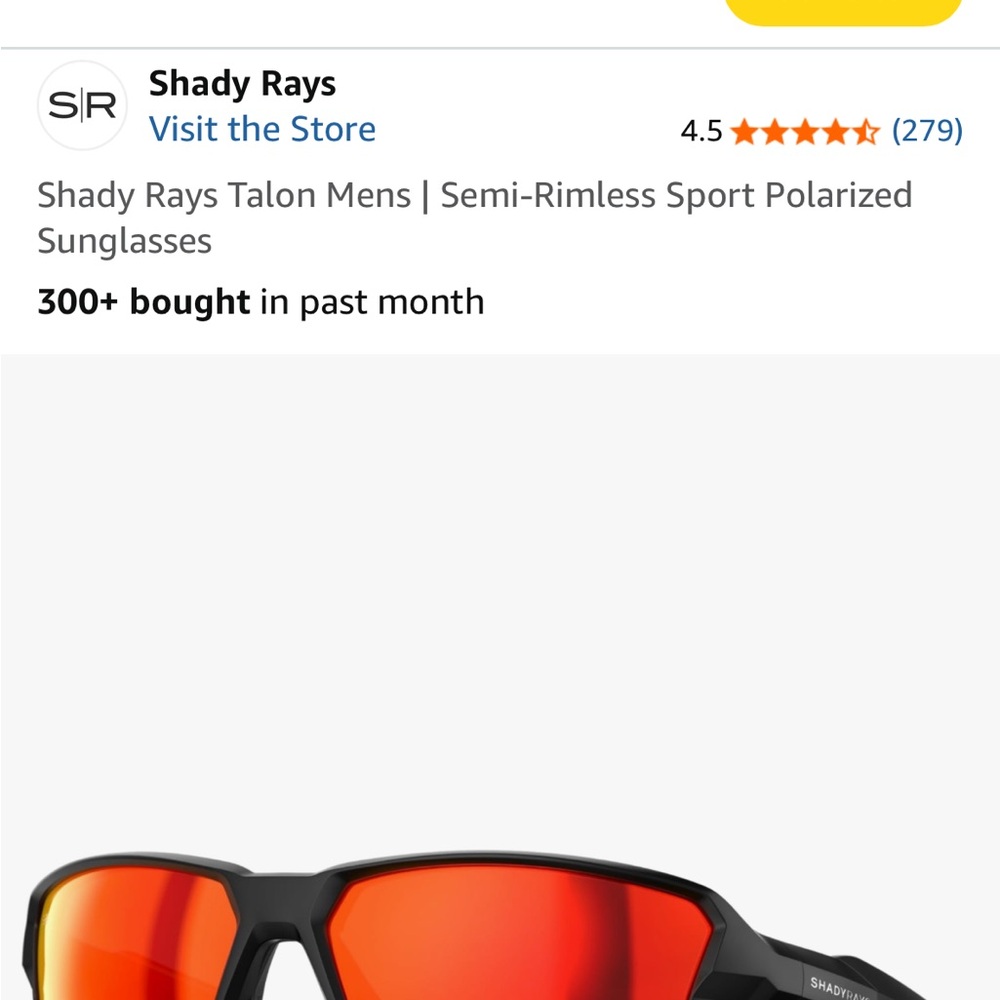 Shady Rays Talon Men’s Semi-Rimless Sunglasses — Red Mirror